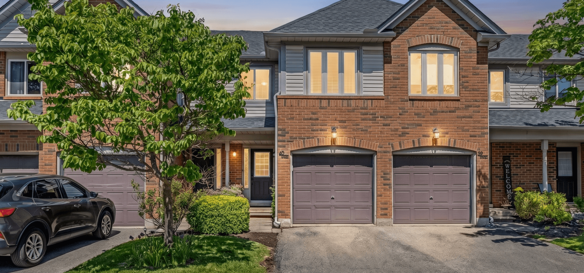 Beautiful 2 Storey Brick Townhome at Dusk